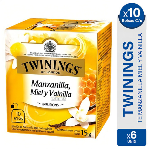 Té Twinings verde en saquitos Manzanilla / Miel / Vainilla 15 g 10 u pack x 6