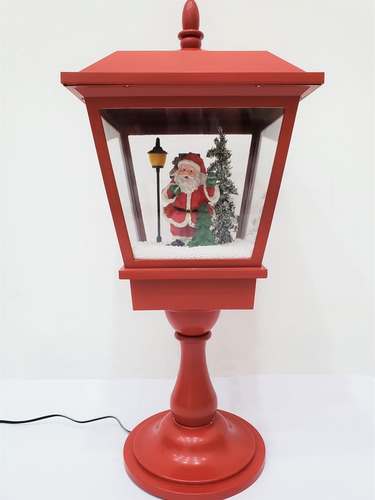 Imagen 3 de 3 de Farol Navideño Rojo Santa Claus Con Base Y Luz Led