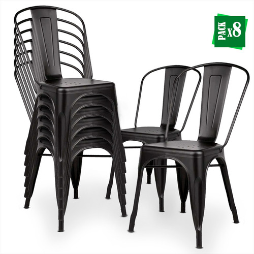 Imagen 2 de 9 de Pack X8 Unidades Silla Tolix Vintage Hierro Reforzado