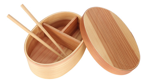 Lonchera De Madera Bento Box De 1 Capa, Cuenco De Madera Par