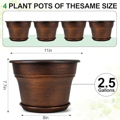 Conjunto De 4 Macetas Para Plantas De 11 Pulgadas, Macetas