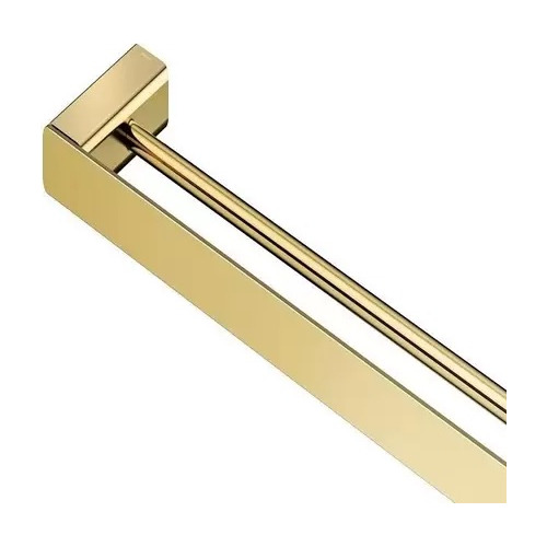 Toalheiro Duplo Bastão Flat 60mm Ouro Polido 01013743 Docol