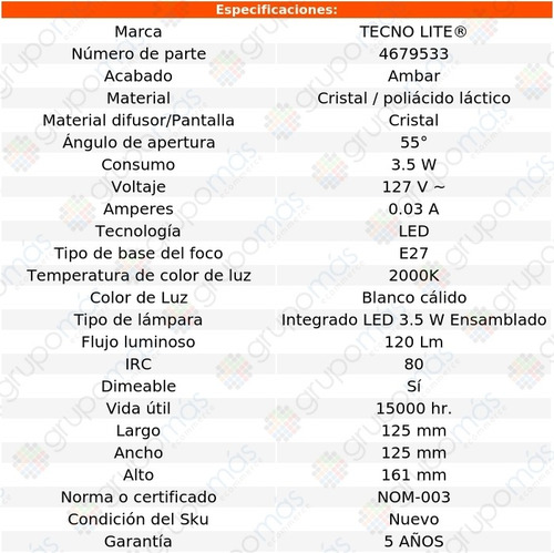 Lampara De Led Vintage Copa E27 Cálido 3.5w 120lm Tecnolite