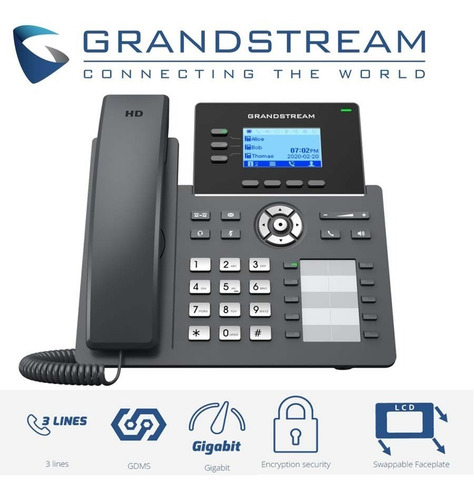 Teléfono Ip Grandstream Grp2604 3 Lineas 6 Sip Voip + Adapt.