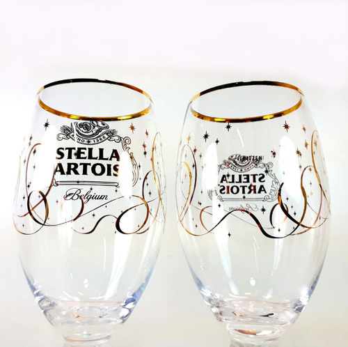 Taça Cerveja Stella Artois Dourada 330ml Edição Especial Cor Transparente