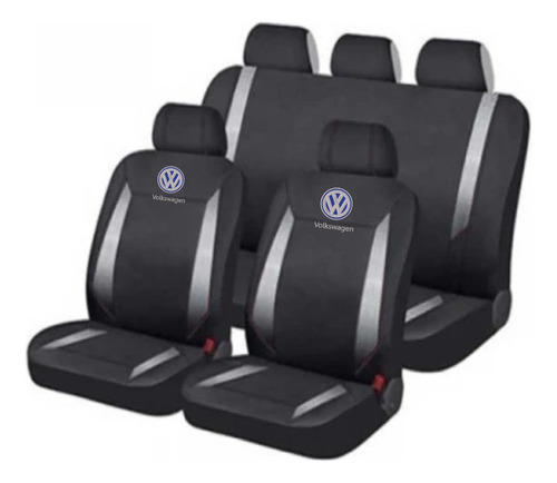 Cubreasiento Funda Tela Negro Plateado Logo Volkswagen