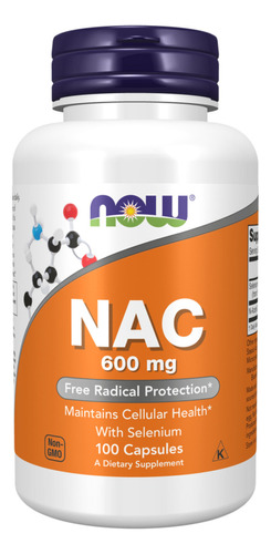 Nac 600mg N Acetil L Cisteina 100 Cap Cysteine Now Foods Sabor Sem Sabor