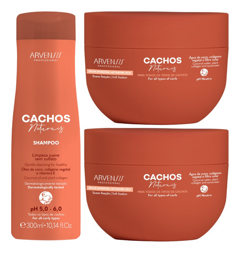 Kit Arvensis Cachos Shampoo 300ml + 2 Geleia Suave Fixação
