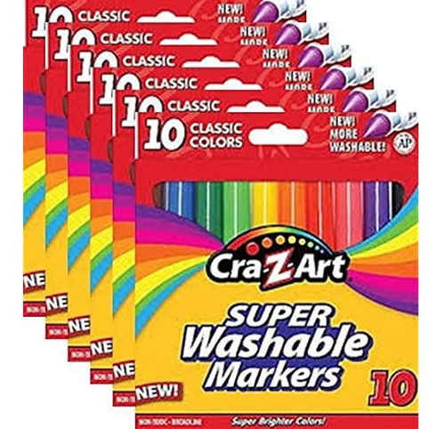 Cra-z-art 10002 Marcadores Lavables De Colores Clásicos, 10 