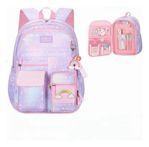 1 Mochila Escolar Femenina Arco-íris For Niña, 1 Unidad