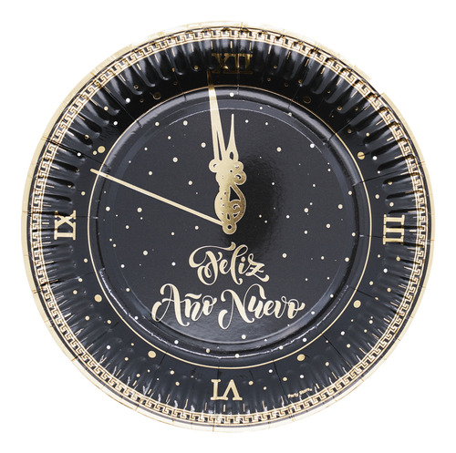 Plato De Polipapel Feliz Año Nuevo Reloj X 6 Unidades