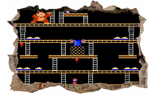 Vinilos Efecto 3d Pared Rota Donkey Kong Retro - 1mx60cm