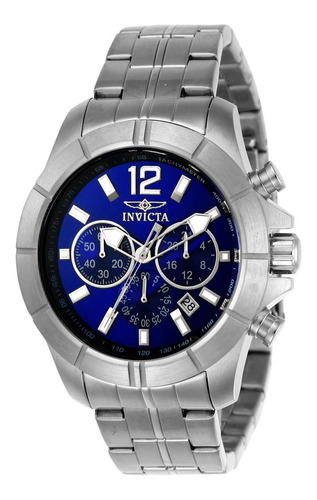 Reloj Hombre Invicta Specialty 45 Mm 10 Atm 21464 Color de la correa Plateado Color del bisel Plateado Color del fondo Azul