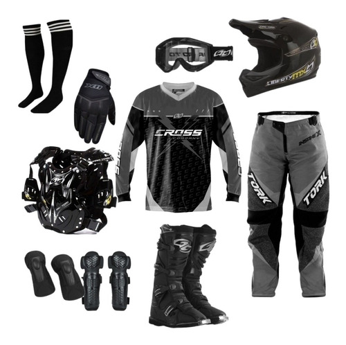 Kit Equipamento Roupa Piloto Motocross Trilha Pro Tork Cores Insane X 2019 C/ Luva