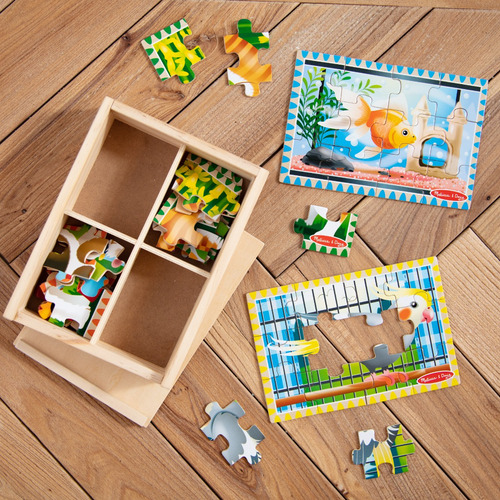 Mpz Wpz Caja Con 4 Rompecabezas De 12 Pcs -mascotas