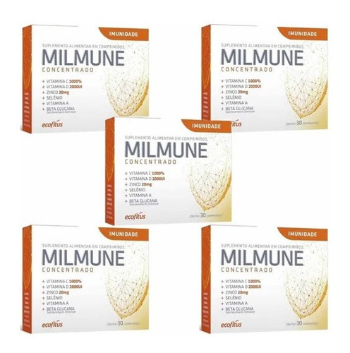 Kit 5 Milmune Concentrado Polivaminico Imunidade 30 Ecofitus
