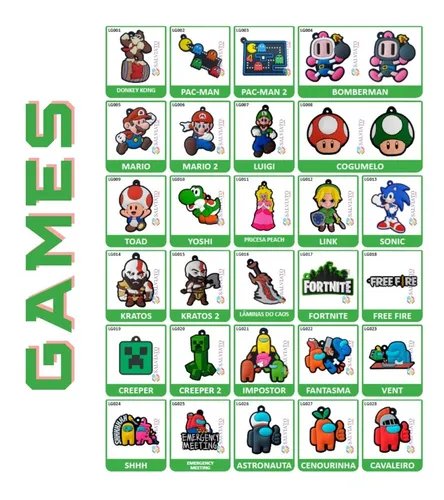 Chaveiros Personagens Games Desenhos Geek Emborrachados - Desconto