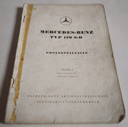 Manual De Despiece 100% Original: Mercedes Benz 170 S-d 1953