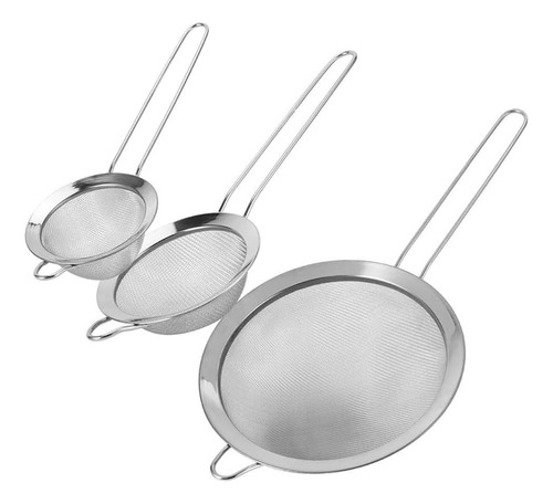 Kit 3 Peneiras De Inox Top House