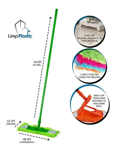 Rodo Esfregão Mop Vassoura Microfibra Tira Pó Aparelho C/rf