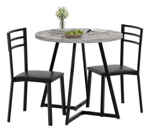 Juego De Mesa De Comedor Redonda Pequeña Para 2 Con Sillas