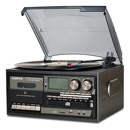 Reproductor De Discos De Vinilo 9 En 1 Bluetooth Vintage