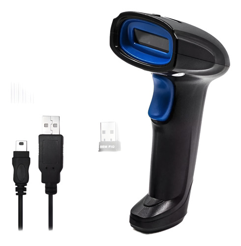 Leitor De Código De Barras Sem Fio Usb Preto Ean Wireles