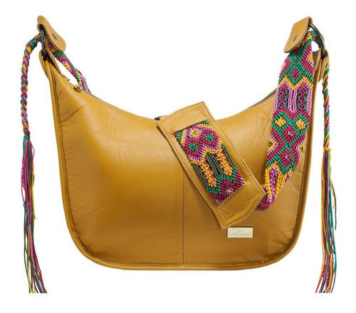 Imagen 1 de 1 de Bolsa De Piel Carmen Asa Tejida Artesanal Pompón Env Gratis