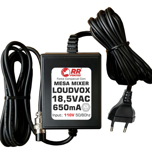 Fonte Ac 18,5v 110v Para Mesa Mixer Loudvox 802 1202 802fx