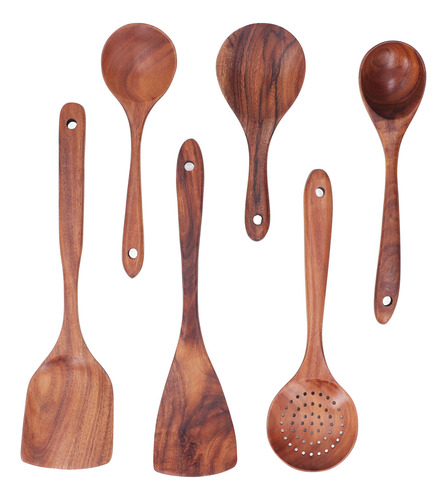 Set De Utensilios De Cocina De Madera Elegantes Cucharas De