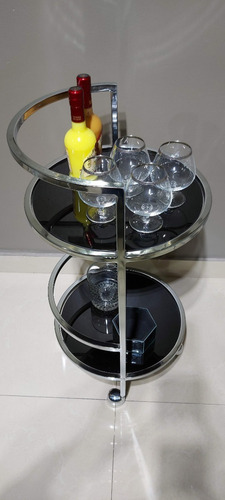 Imagen 5 de 10 de Carrito Bar Ruedas 40x80 Elegante Diseño Cromado Vidrio