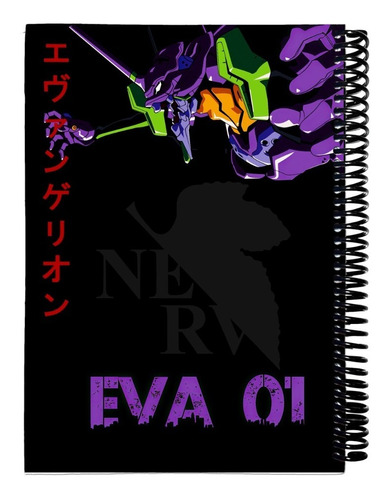 Cuaderno Eva 01 Evangelion Tapa Dura Rayado A5