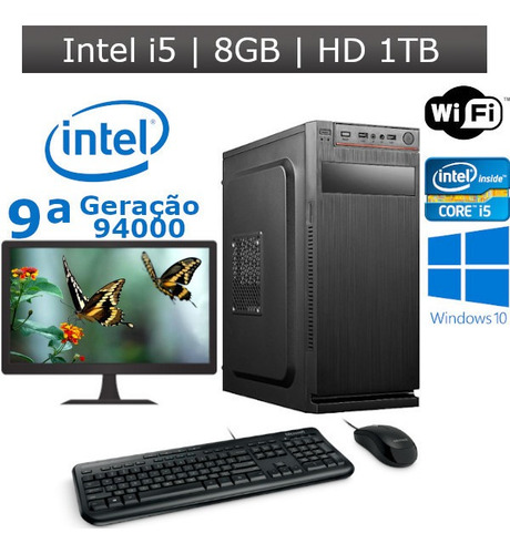 I5 94000 8gb Hd 1tb Asus Kit Monitor 19 Wifi Windows 10 Home