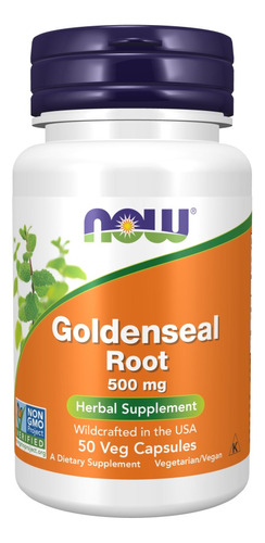 Now Foods Goldenseal Root 500mg Sup. Herbal 50 Vegcaps Sfn Sabor Sin sabor