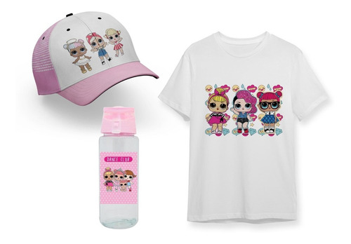 Pack Remera + Botella + Gorra + Lol Surprise Sorpresa