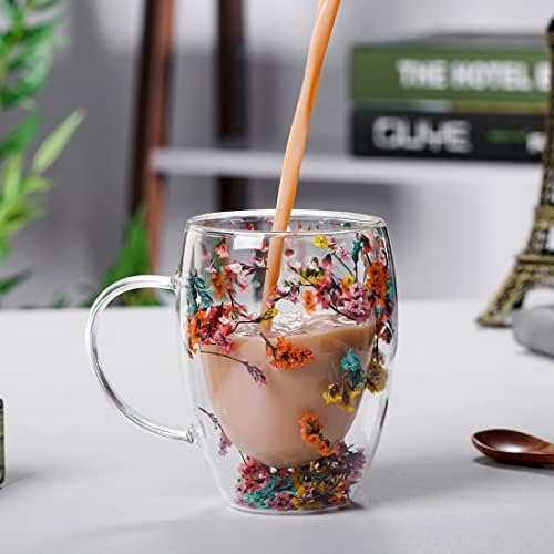 Nbhuzehua Tazas De Café De Vidrio De Doble Pared Juego De 2