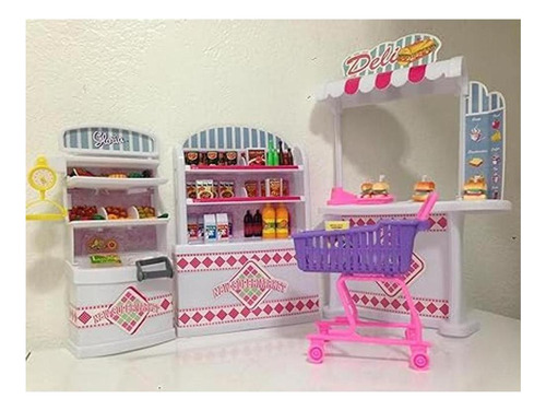 Casa De Muñecas Tamaño Barbie Muebles Supermercado