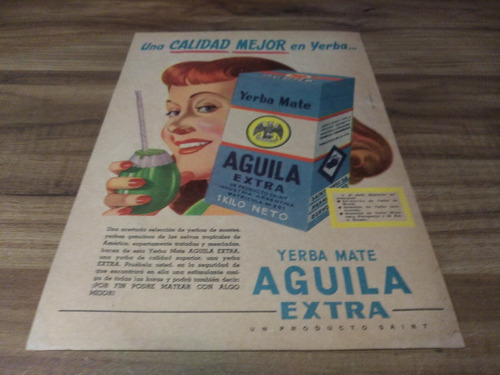 (pe226) Publicidad Yerba Mate Aguila Extra * 1951 (Usado)