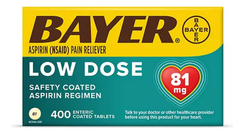 Bayer Aspirina 81 Mg Low Dose 400 Tabletas Eg U35