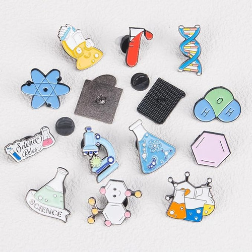 Juego De 14 Pines De Ciencia De Dibujos Animados Laboratorio