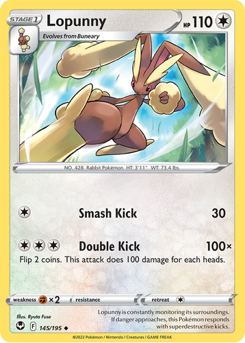 Lopunny 145/195 Pokemon Card Silver Tempest Sword & Shield