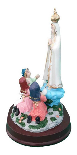 Imagem 2 de 4 de Nossa Senhora De Fátima Com Os 3 Pastores Resina Com 13 Cm