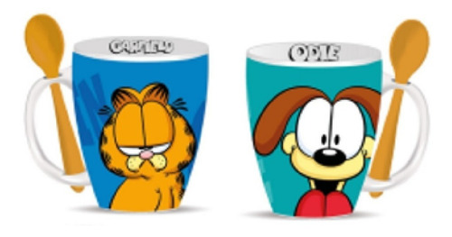 Dúo Tazas Disney De Garfield Y Odie Con Cuchara