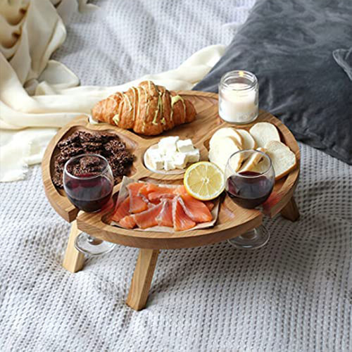 Bandeja De Comida De Mesa De Madera Pequeña Y Plegable Para