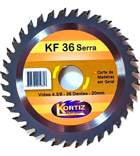 Disco De Serra P/ Madeira 110mm 4.3/8'' 36 Dentes - Kortiz