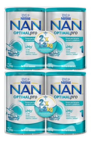 Fórmula Infantil Nan Optimal Pro 1 Con 4 Latas De 1.2 Kg C/u