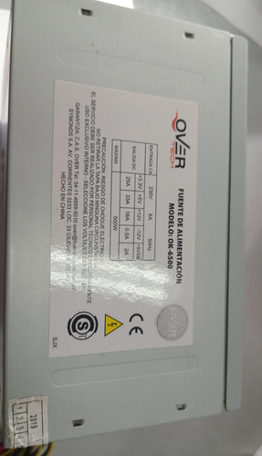 Fuente De Alimentación Overtech Ok-6500 Usada Gris (Usado)