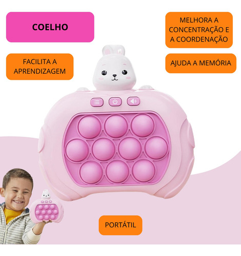 Pop It Eletrônico Coelho Rosa Game Anti Stress Crianças