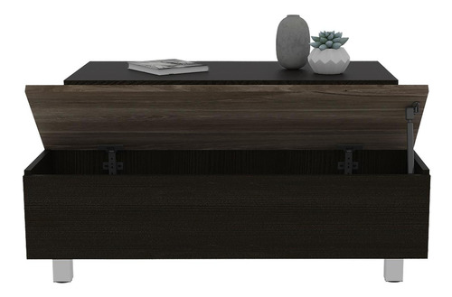 Mesa De Centro Expandible Color Chocolate Modelo Umbra 90 Cm