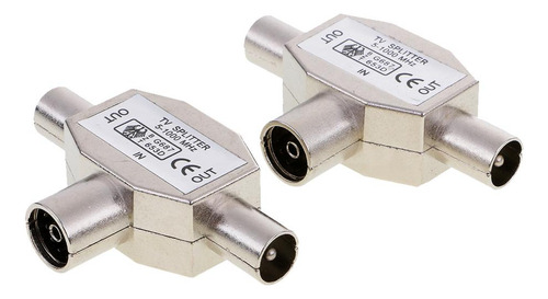 2 Piezas Tv Metal Divisor De Señal 1 A 2